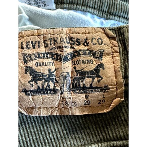 Levis' 511 Slim Olive Green Corduroy Stretch Straight Leg Pants Tag 29W X 29L - Picture 7 of 7